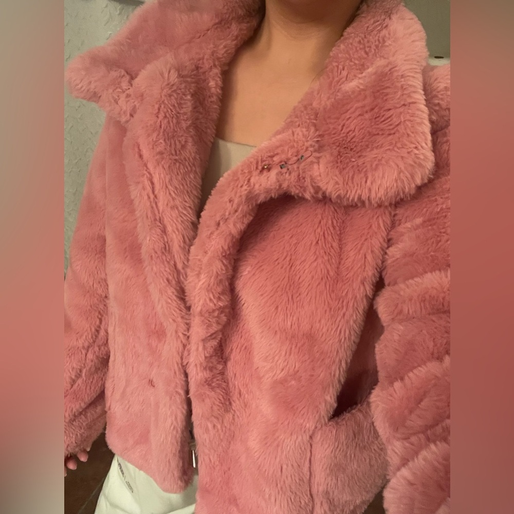Leith Pink Faux Fur Jacket